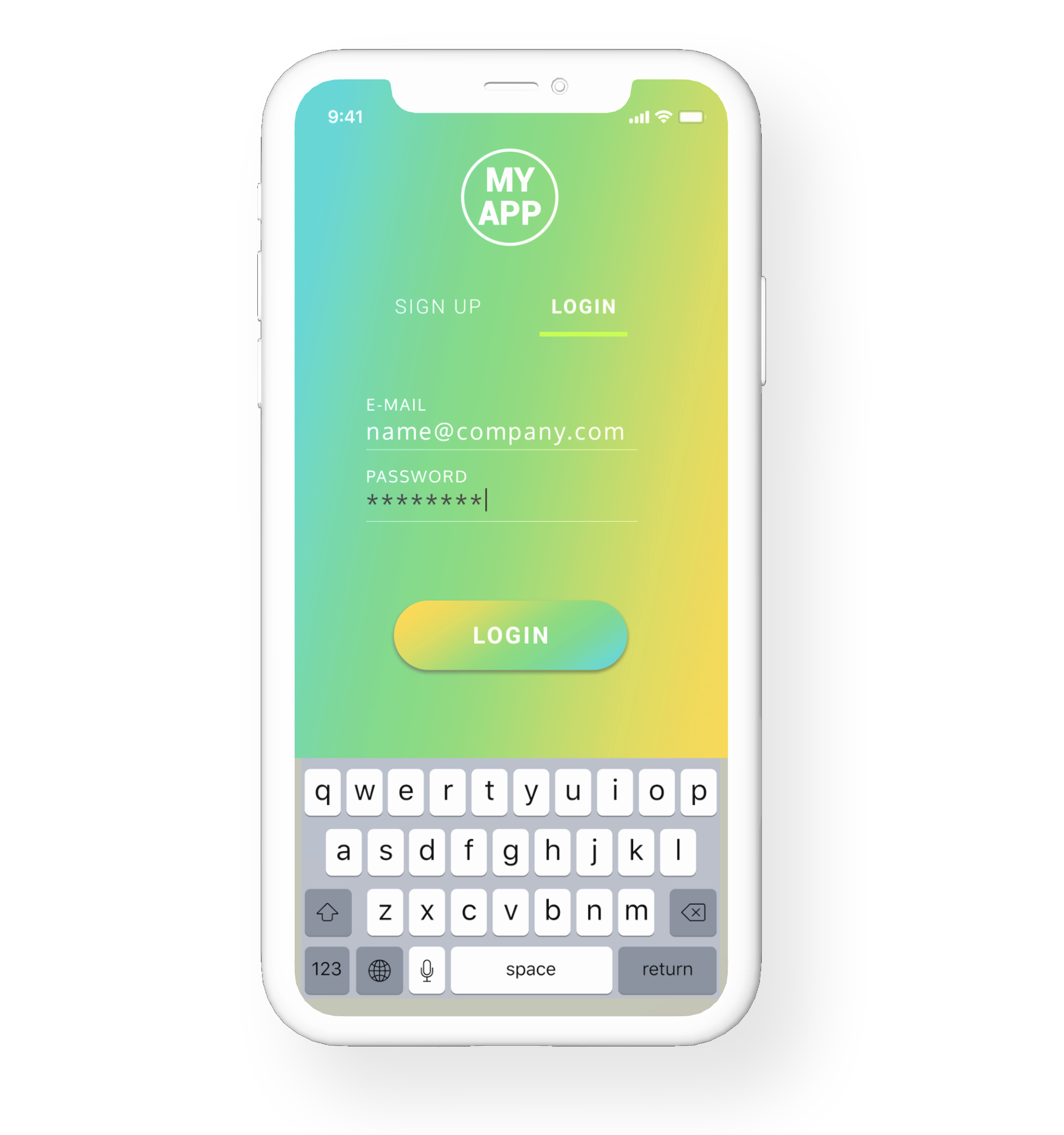 Login screen